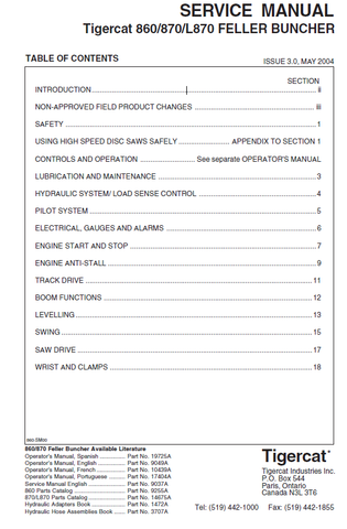 TIGERCAT 860T FELLER BUNCHER MANUAL