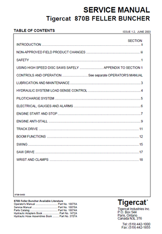 TIGERCAT 870B FELLER BUNCHER MANUAL