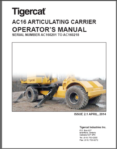 TIGERCAT AC16 ARTICULATING CARRIER (AC160201–AC160218) MANUAL