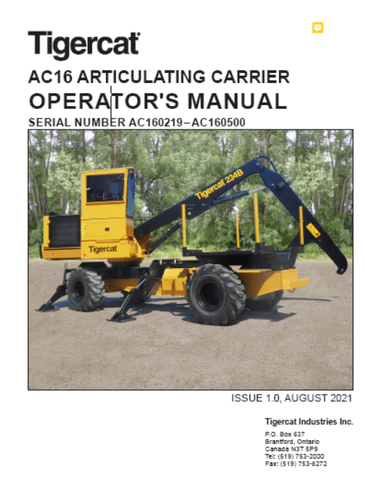 TIGERCAT AC16 ARTICULATING CARRIER (AC160219–AC160500) MANUAL