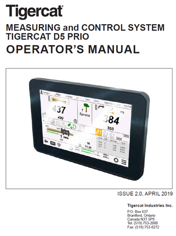 TIGERCAT DASA D5 TH575 HARVESTING HEAD MANUAL