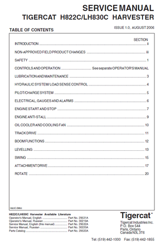 TIGERCAT H822C REPAIR MANUAL