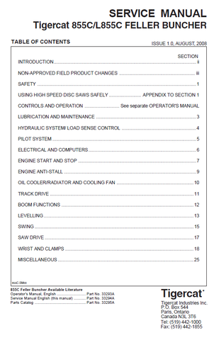 TIGERCAT L855C FELLER BUNCHER MANUAL