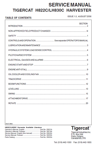 TIGERCAT LH830C REPAIR MANUAL