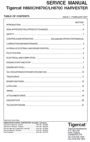 TIGERCAT LH870C REPAIR MANUAL