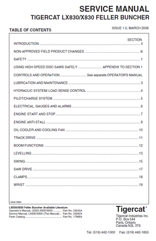 TIGERCAT LX830 BUNCHER REPAIR MANUAL