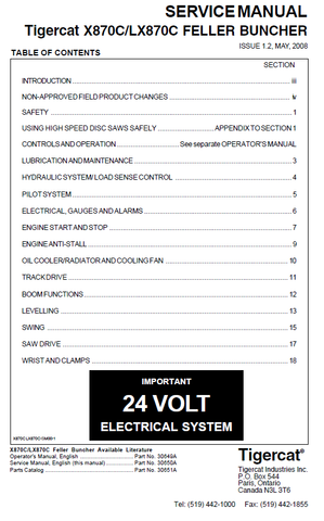 TIGERCAT LX870C BUNCHER REPAIR MANUAL