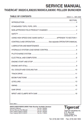 TIGERCAT X830C BUNCHER REPAIR MANUAL