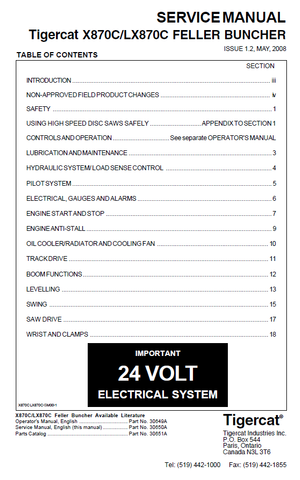 TIGERCAT X870C BUNCHER REPAIR MANUAL