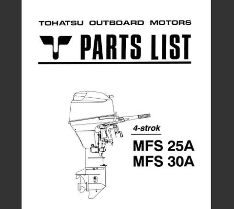 Discover the ultimate resource for your TOHATSU 2002 MFS 25A and MFS 30A outboard motors with our comprehensive Parts Catalog Manual. This PDF file is meticulously designed to provide you with detailed diagrams and part numbers, ensuring you can easily identify and order the components you need for maintenance and repairs.