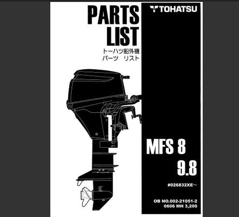 Discover the essential TOHATSU 2006 MFS 8 and MFS 9.8 Outboard Parts Catalog Manual, now available in a convenient PDF format. This comprehensive manual is your go-to resource for identifying and sourcing the right parts for your outboard motor, ensuring optimal performance and longevity.