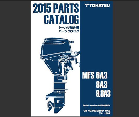 Discover the essential TOHATSU 2015 MFS 6A3, MFS 8A3, and MFS 9.8A3 Outboard Parts Catalog Manual, now available in a convenient PDF format. This comprehensive manual is your go-to resource for identifying and sourcing the right parts for your outboard motor, ensuring optimal performance and longevity.