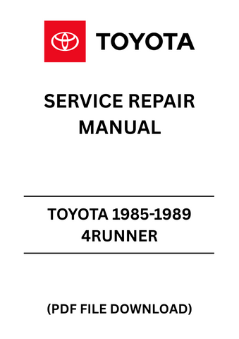 Revitalize your 1985-1989 Toyota 4Runner with our comprehensive Service Repair Manual, available in a convenient PDF format. This essential guide is designed to empower you with the knowledge and tools needed to tackle repairs and maintenance with confidence. Whether you're a seasoned mechanic or a DIY enthusiast, this manual provides step-by-step instructions, detailed diagrams, and troubleshooting tips tailored specifically for your 4Runner.