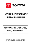 Unlock the full potential of your Toyota Supra with our comprehensive Workshop Service Repair Manual, specifically designed for models from 1986-1987, 1990, 1995, and 1997. This PDF file is an essential resource for both DIY enthusiasts and professional mechanics, providing detailed instructions and diagrams to guide you through every repair and maintenance task.