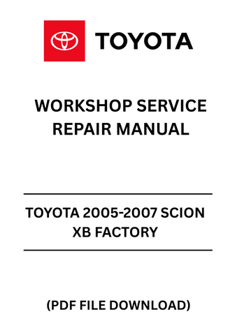 Unlock the full potential of your 2005-2007 Scion xB with our comprehensive Factory Workshop Service Repair Manual in PDF format. This essential guide is designed for both DIY enthusiasts and professional mechanics, providing detailed instructions and diagrams to ensure your vehicle runs smoothly and efficiently.