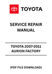 Unlock the full potential of your Toyota Aurion with our comprehensive 2007-2011 Factory Service Repair Manual in PDF format. This essential guide provides detailed instructions and diagrams, ensuring you have everything you need for effective maintenance and repairs. Whether you're a seasoned mechanic or a DIY enthusiast, this manual is designed to simplify complex tasks and enhance your vehicle's performance.