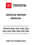 Unlock the full potential of your Toyota with the comprehensive Transmission Factory Service Repair Manual for models G40, G45, G50, G52, G53, G54, G55, G56, G57, and G58. This PDF file is an essential resource for both professional mechanics and DIY enthusiasts, providing detailed instructions and diagrams to ensure accurate repairs and maintenance.