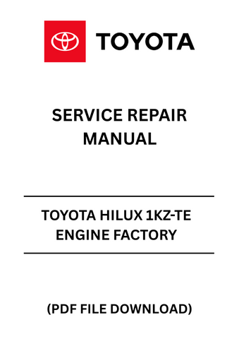 Unlock the full potential of your Toyota Hilux with the comprehensive 1KZ-TE Engine Factory Service Repair Manual. This PDF file is an essential resource for both DIY enthusiasts and professional mechanics, providing detailed instructions and diagrams to ensure your engine runs smoothly and efficiently.