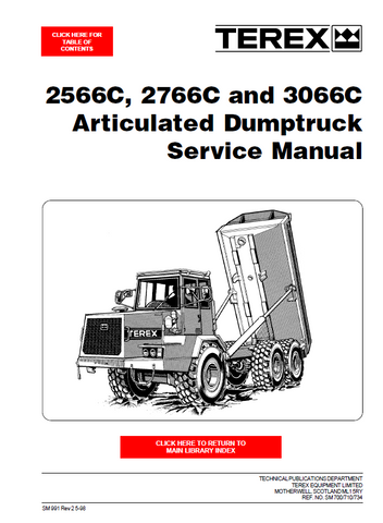 Terex 2566c, 2766c, 3066c Articulated Dump Truck Service Repair Manual Instant Download
