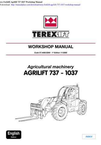 Terex Agri lift 737 1037 Telescopic Handler Service Repair Manual Instant Download