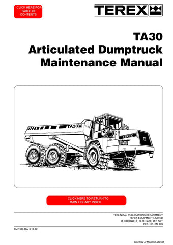 Terex TA30 Articulated Dump Truck Service Repair Manual Instant Download