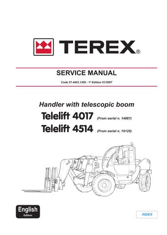 Terex Telelift 4017 Telescopic Handler Service Repair Manual Instant Download