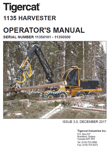 TIGERCAT 1135 HARVESTER USER MANUAL