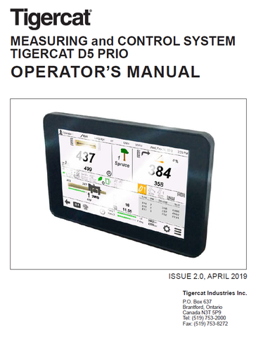 TIGERCAT DASA D5 TH568 HARVESTING HEAD USER MANUAL