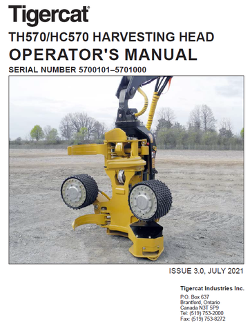 TIGERCAT HC570 HARVESTING HEAD USER MANUAL