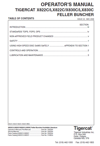 TIGERCAT LX822C FELLER BUNCHER USER MANUAL
