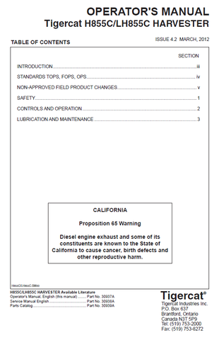 TIGERCAT H855C USER MANUAL