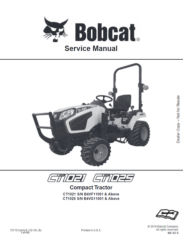 Bobcat CT1021, CT1025 Compact Tractor Service Repair Manual 7371512 enUS - PDF File Download