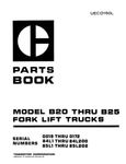 Caterpillar B20 Thru B25 Fork Lift Trucks Parts Catalogue Manual 84L, 85L