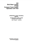 John Deere 332 Skid Steer Loader, CT332 Compact Track Loader Operation, Maintenanace & Diagnostic Test Service Manual TM2211