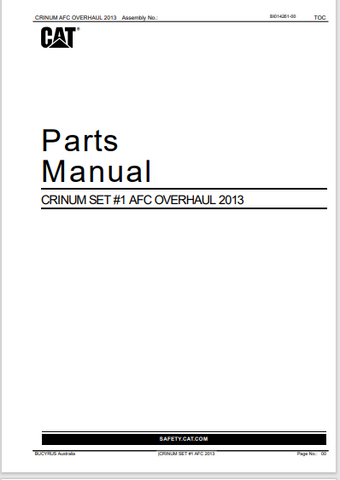 GET YOUR CAT CRINUM SET #1, ARMORED FACE CONVEYOR PARTS CATALOGUE MANUAL (CRIAFC1) INSTANTLY WITH THIS DOWNLOAD. THIS COMPLETE PARTS CATALOGUE MANUAL CONTAINS DETAILED INFORMATION ABOUT ALL PARTS YOU NEED FOR YOUR CAT CRINUM SET #1, BASED ON THE PUBLICATION NUMBER 2013.