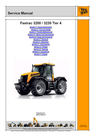 JCB 3200, 3230 Tier 4 Fastrac Workshop Service Repair Manual