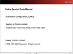 Discover the VALTRA Automation Configuration AC14.22 Service Code Manual, a comprehensive PDF guide designed for professionals seeking to optimize their Valtra machinery. This manual provides detailed instructions and insights into the automation configuration process, ensuring you can effectively manage and troubleshoot your equipment.