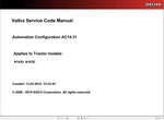 Discover the VALTRA Automation Configuration AC14.31 Service Code Manual, a comprehensive PDF guide designed for professionals seeking to optimize their Valtra machinery. This manual provides detailed insights into the automation configuration process, ensuring you have the knowledge to enhance performance and efficiency.