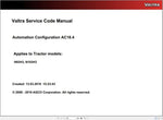 Unlock the full potential of your Valtra machinery with the VALTRA AUTOMATION CONFIGURATION AC18.4 SERVICE CODE MANUAL. This comprehensive PDF file serves as an essential resource for operators and technicians, providing detailed insights into the automation configuration process. With clear instructions and expert guidance, you can ensure optimal performance and efficiency for your Valtra equipment.