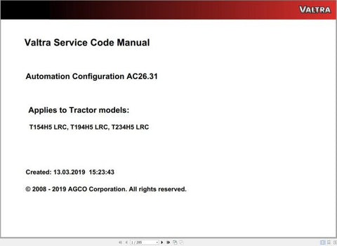 Discover the VALTRA Automation Configuration AC26.31 Service Code Manual, a comprehensive PDF guide designed for professionals seeking to optimize their Valtra machinery. This manual provides detailed insights into service codes, ensuring you have the necessary information at your fingertips to maintain peak performance.