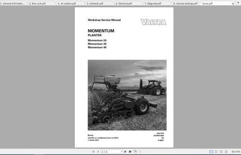 Unlock the full potential of your VALTRA SA Seeding Momentum 24, 30, and 40 with our comprehensive Workshop Service Manual in PDF format. This essential guide is designed to provide you with detailed insights and step-by-step instructions for maintenance and repairs, ensuring your equipment operates at peak performance.