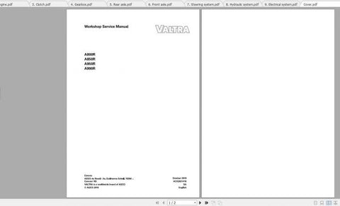 Unlock the full potential of your VALTRA SA tractors with the comprehensive Workshop Service Manual for models A800R, A850R, A950R, and A990R. This PDF file is an essential resource for both seasoned mechanics and DIY enthusiasts, providing detailed insights into maintenance, troubleshooting, and repair procedures tailored specifically for your tractor model.