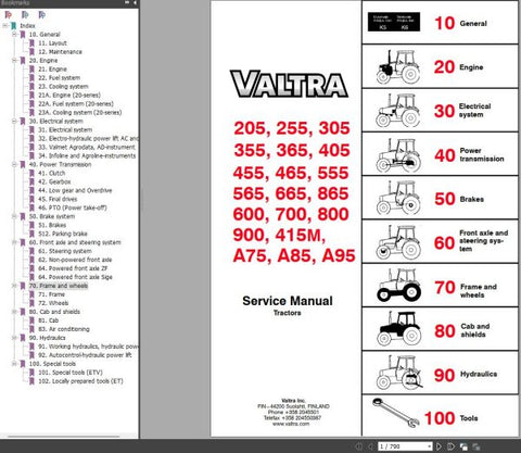 Unlock the full potential of your Valtra tractor with our comprehensive Service Manual, available in a convenient PDF format. This essential guide covers models 205, 255, 305, 355, 365, 405, 455, 465, 555, 565, 665, and 865, providing you with detailed insights into maintenance, troubleshooting, and repair procedures.