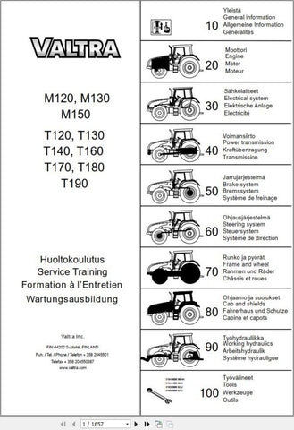 Discover the ultimate resource for maintaining and servicing your Valtra M120 to T190 tractors with our comprehensive Service Training Manual in PDF format. This manual is designed to provide you with detailed insights and step-by-step instructions, ensuring that you can perform repairs and maintenance with confidence and precision.