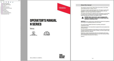 Discover the essential VALTRA Tractor Operator’s Manual for models N134V, N1154EV, and N174V, available in a convenient PDF format. This comprehensive guide is designed to enhance your understanding and operation of these powerful tractors, ensuring you get the most out of your investment.