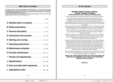 Discover the essential VALTRA TRACTOR T120CH TO T170CHR OPERATOR’S MANUAL (39834213) in a convenient PDF format. This comprehensive guide is designed to enhance your understanding and operation of your VALTRA tractor, ensuring you get the most out of your investment.