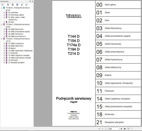 Unlock the full potential of your Valtra Tractor with the comprehensive T144D to T214D Service Manual. This PDF file is an essential resource for both seasoned mechanics and DIY enthusiasts, providing detailed insights into maintenance, troubleshooting, and repair procedures tailored specifically for your tractor model.