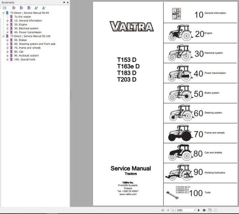 Unlock the full potential of your Valtra tractor with the comprehensive Service Manual for models T153D, T163ED, T183D, and T203D. This PDF file is an essential resource for both seasoned mechanics and DIY enthusiasts, providing detailed insights into maintenance, troubleshooting, and repair procedures tailored specifically for your tractor.