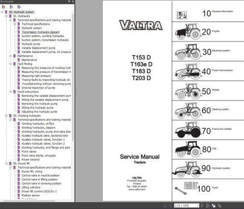 Discover the ultimate resource for maintaining your Valtra tractor with the Hydraulic Systems Service Manual, specifically designed for models T153D, T163E D, T183 D, and T203 D. This comprehensive PDF file provides detailed insights into the hydraulic systems, ensuring you have the knowledge needed to keep your equipment running smoothly.