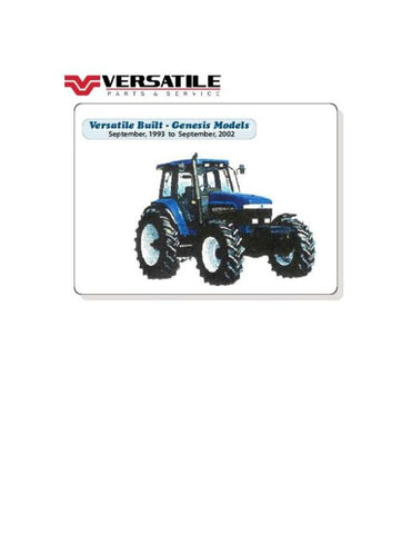 Discover the ultimate resource for your VERSATILE TRACTOR 8870A with the comprehensive 6 CYL GENESIS PARTS CATALOG MANUAL for the years 2001-2002.